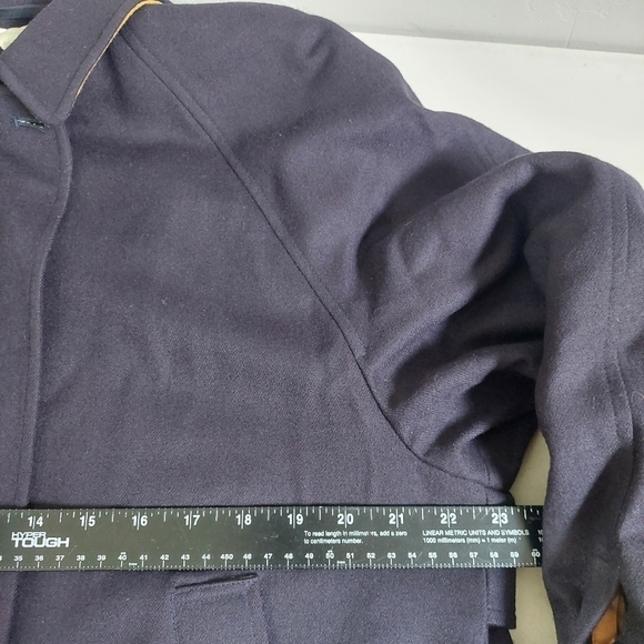 Vintage Burberrys Wool Bomber Coat Size 8 Navy Blue Equestrian Logo Classy - Picture 8 of 16